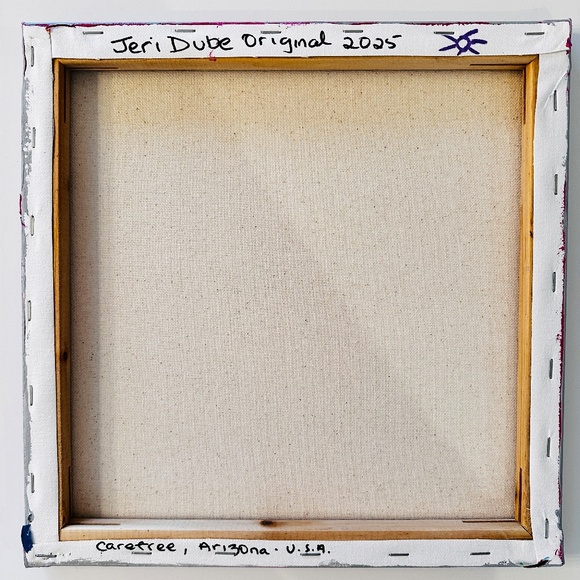 Abstract Lady Face Painting with Rose Tattoo, 12x12 Original Canvas Art OOAK - Picture 9 of 10